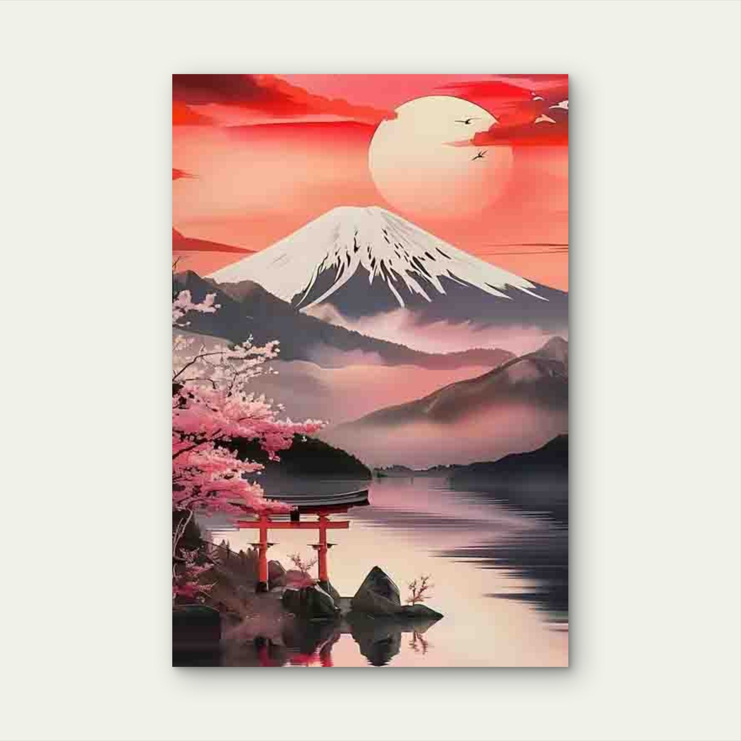 Featuring Mount Fuji at Dusk 60x90cm Metal Print Ready to Hang - Bella Home Decor