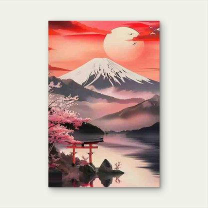 Featuring Mount Fuji at Dusk 60x90cm Metal Print Ready to Hang - Bella Home Decor