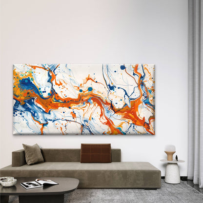 Blue White Swirls Abstract Wall Art Canvas Office Home Room Framed 120x60cm