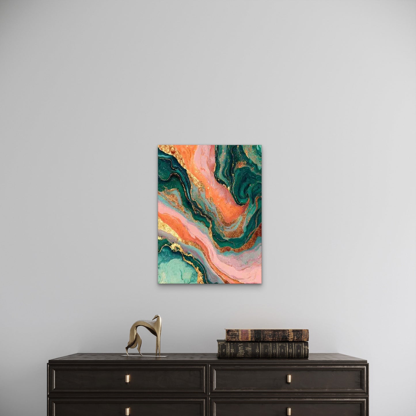 Orange And Green Marble 60x90cm Metal Print Ready to Hang