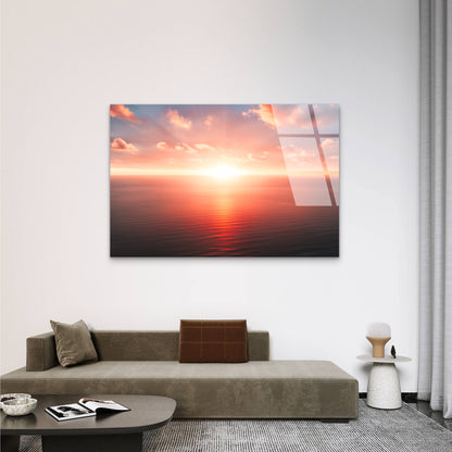 Ocean Horizon Golden Sun Rays Sunset Sky   Acrylic Glass Printing Wall Art Australian Made Quality