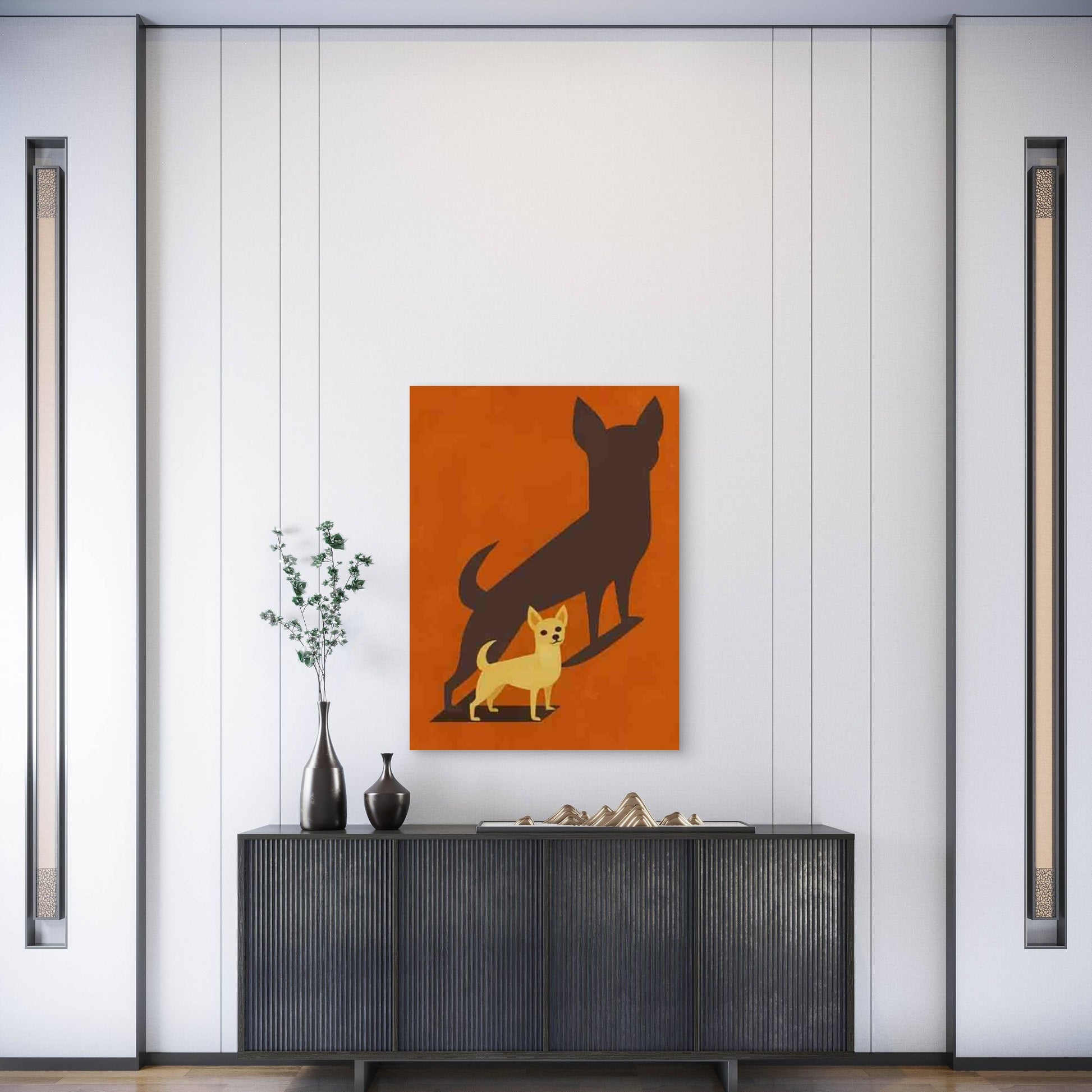 Minimalist Chihuahua Silhouette 60x90cm Metal Print Ready to Hang - Bella Home Decor