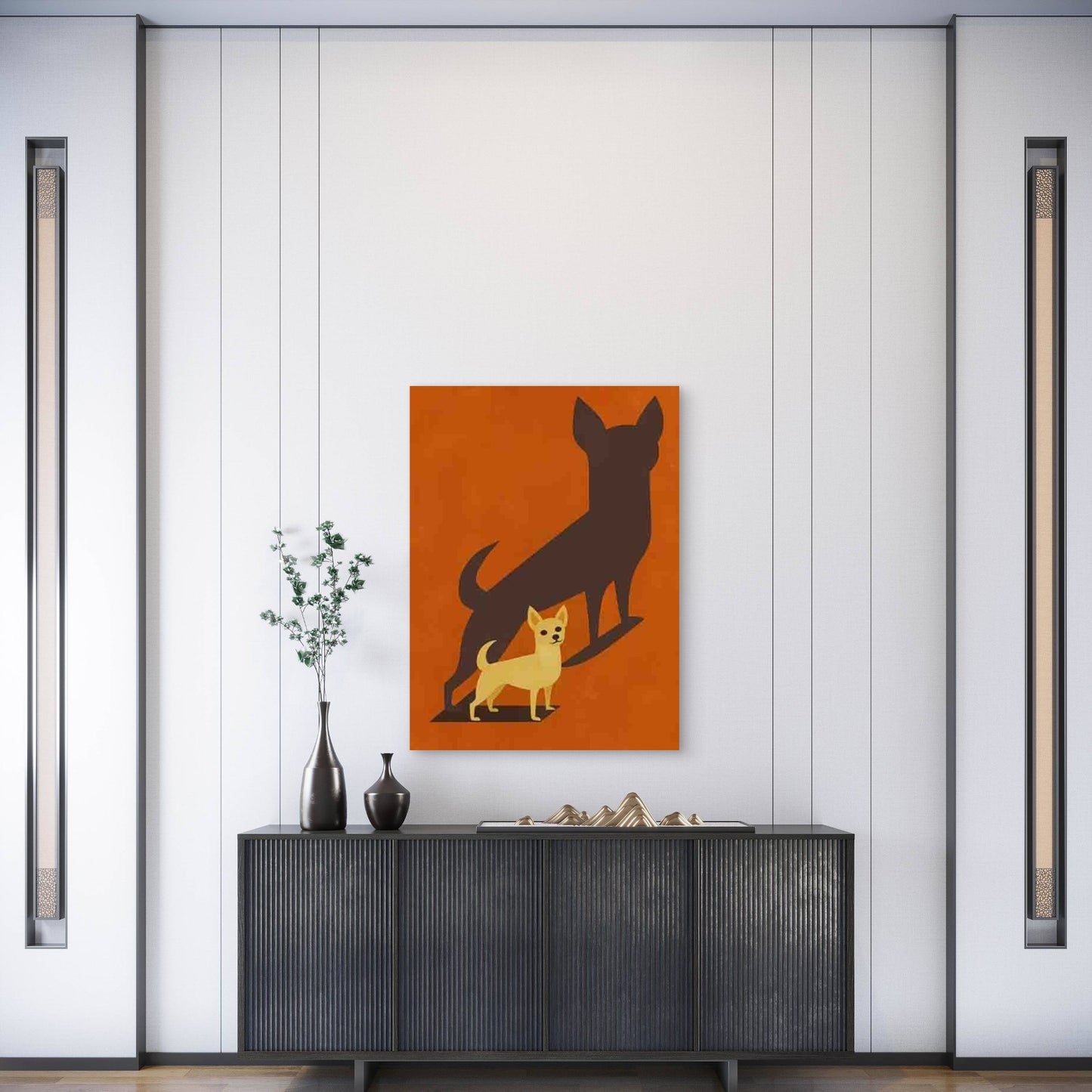 Minimalist Chihuahua Silhouette Metal Print Ready to Hang - Bella Home Decor