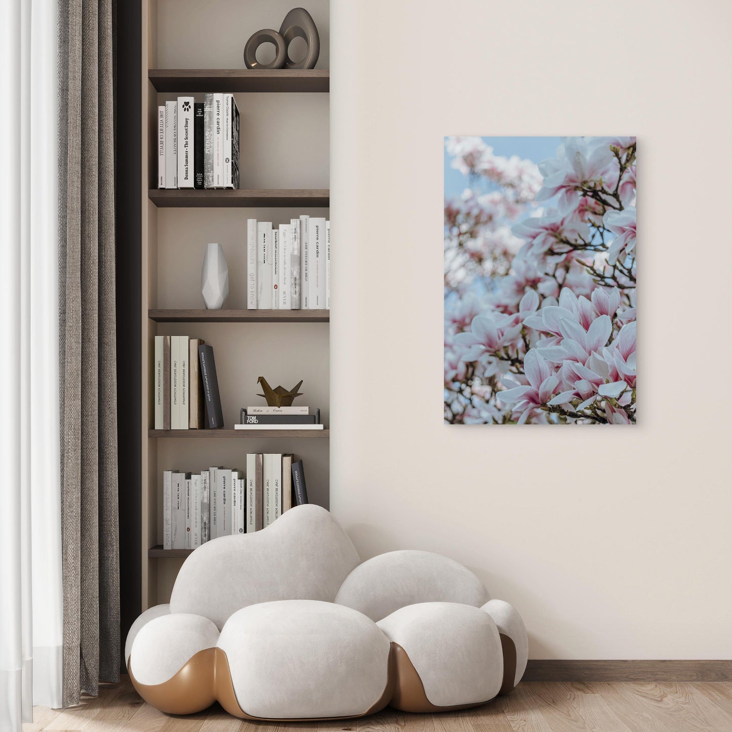 Flowers of a Saucer Magnolia Tree 40x60cm Metal Print Ready to Hang