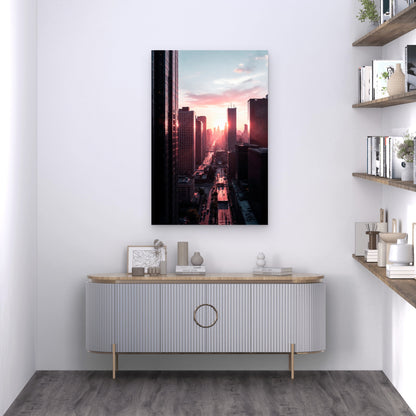 USA New York Manhattanhenge City Skyline 40x60cm Metal Print Ready to Hang