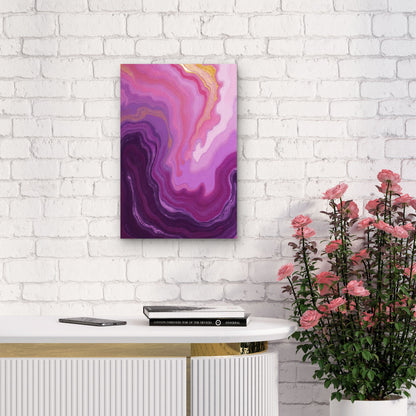 Abstract Liquid Marble in Purple, Pink, and Gold 60x90cm Metal Print Ready to Hang