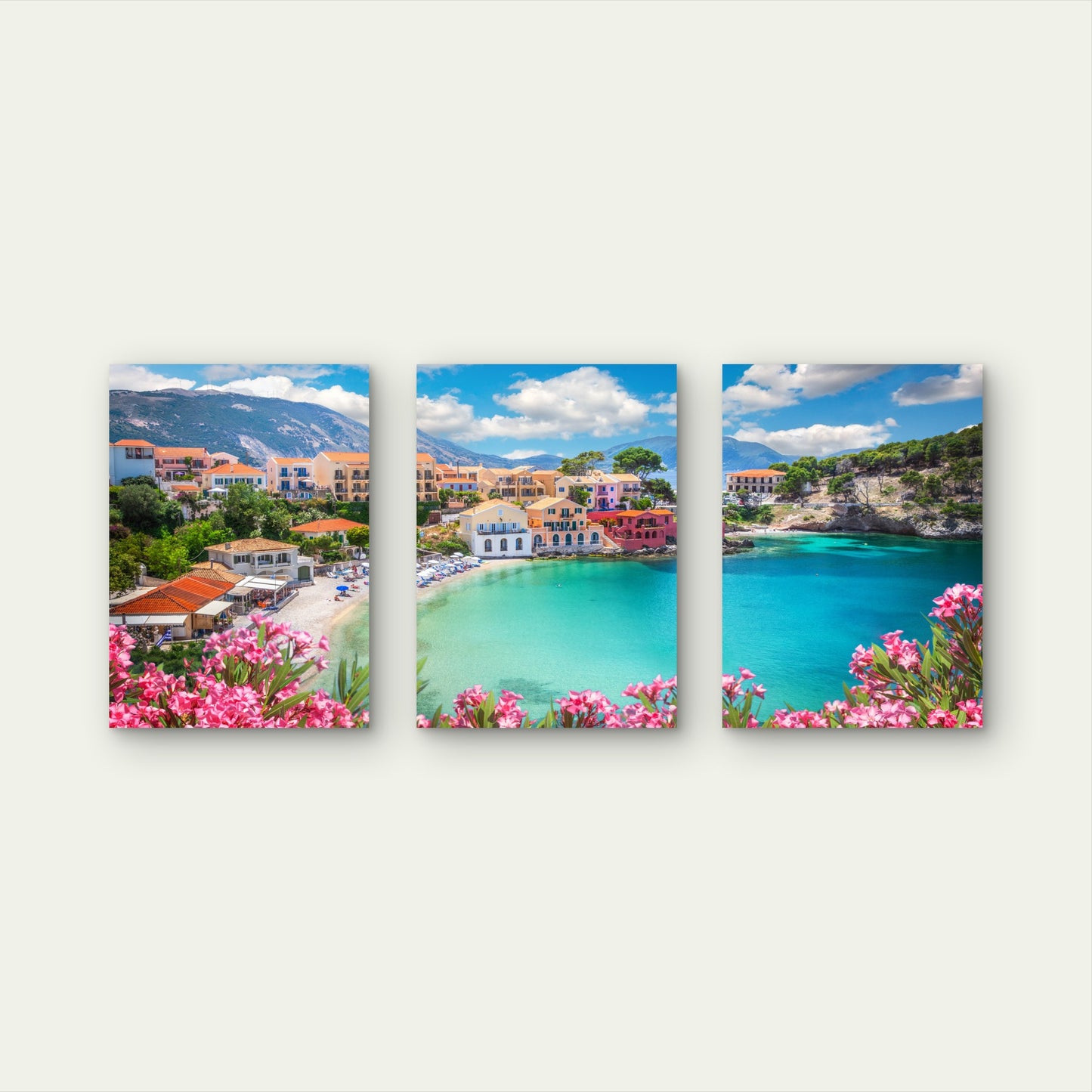 3pcs Exploring the Colors of Assos, Greece  Wall Art Set Canvas Framed 40x60cm - High Quality Print 100% Australian Made Wall Canvas Ready to Hang