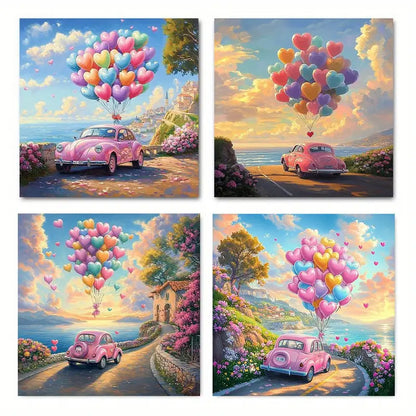 4pcs Balloons by the Sea Flower BF      Wall Art Canvas Framed