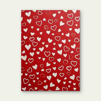 Red Background with White Hearts Pattern Metal Print Ready to Hang - Bella Home Decor
