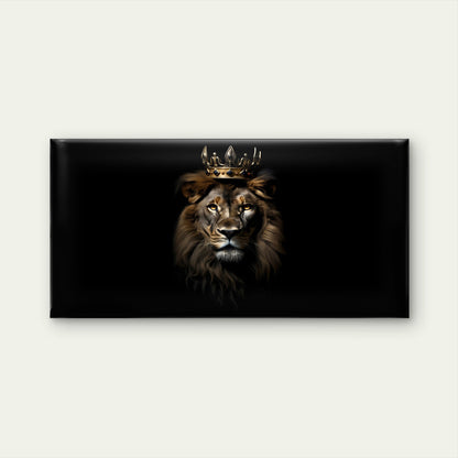 The King Lion with Crown Wall Art Canvas Office Home Room Framed 120x60cm