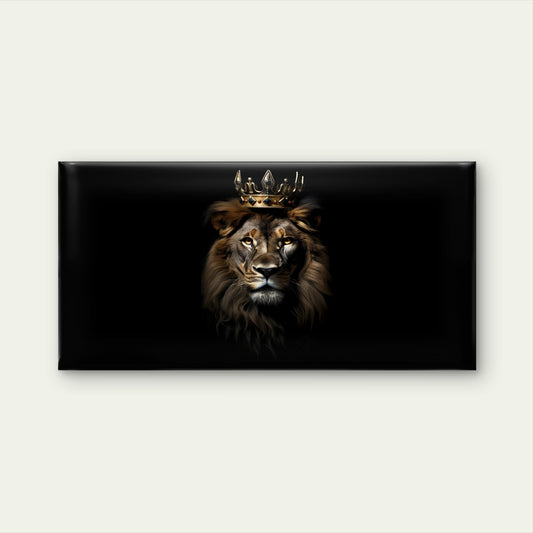 The King Lion with Crown Wall Art Canvas Office Home Room Framed 120x60cm