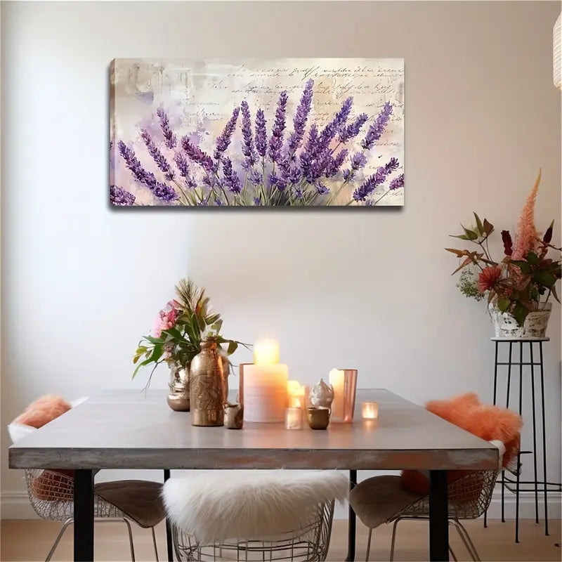 A Bunch Of Blooming Purple Lavender Wall Art Canvas Office Home Room Framed 120x60cm - Bella Home Decor