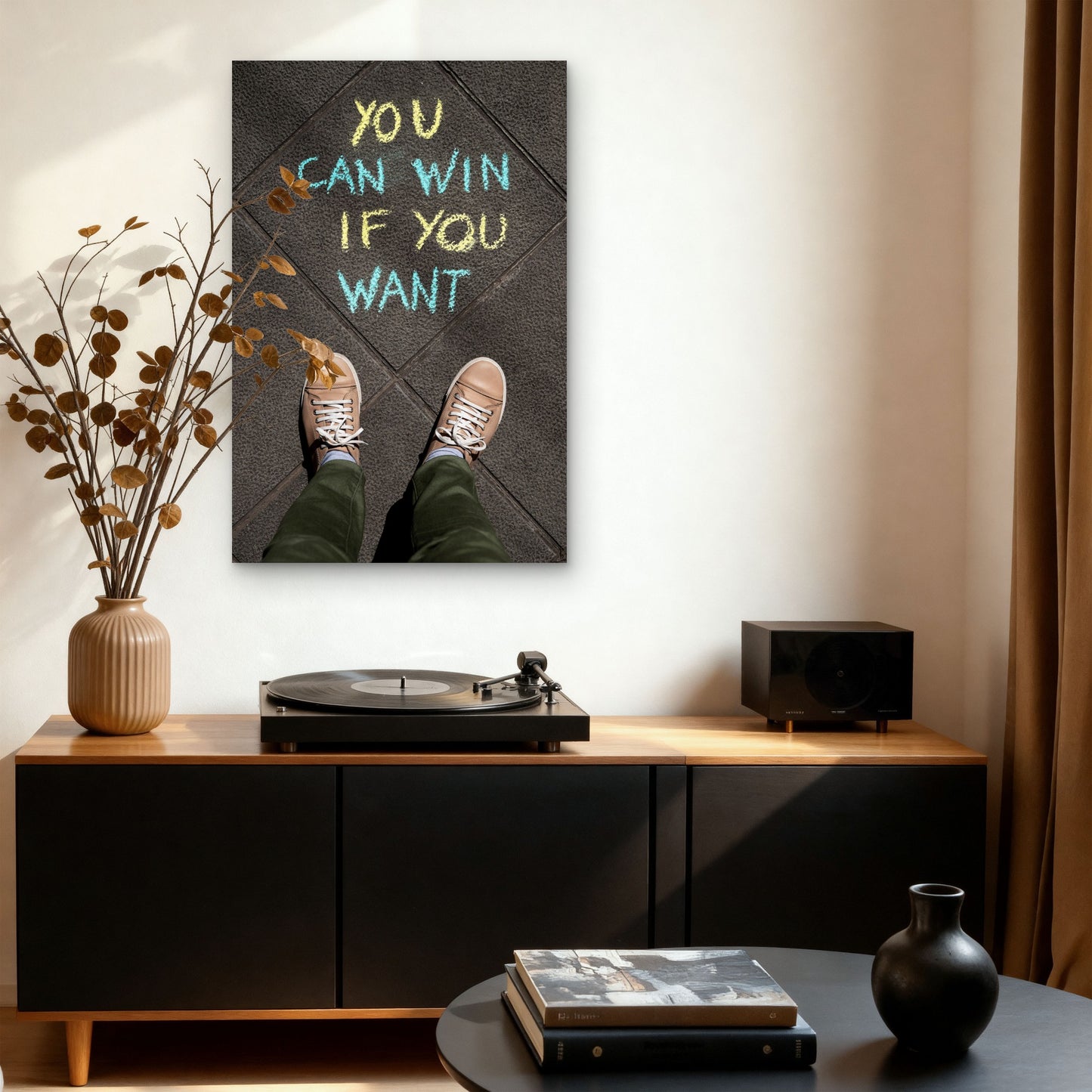 You Can Win Street Chalk Urban Style 40x60cm Metal Print Ready to Hang