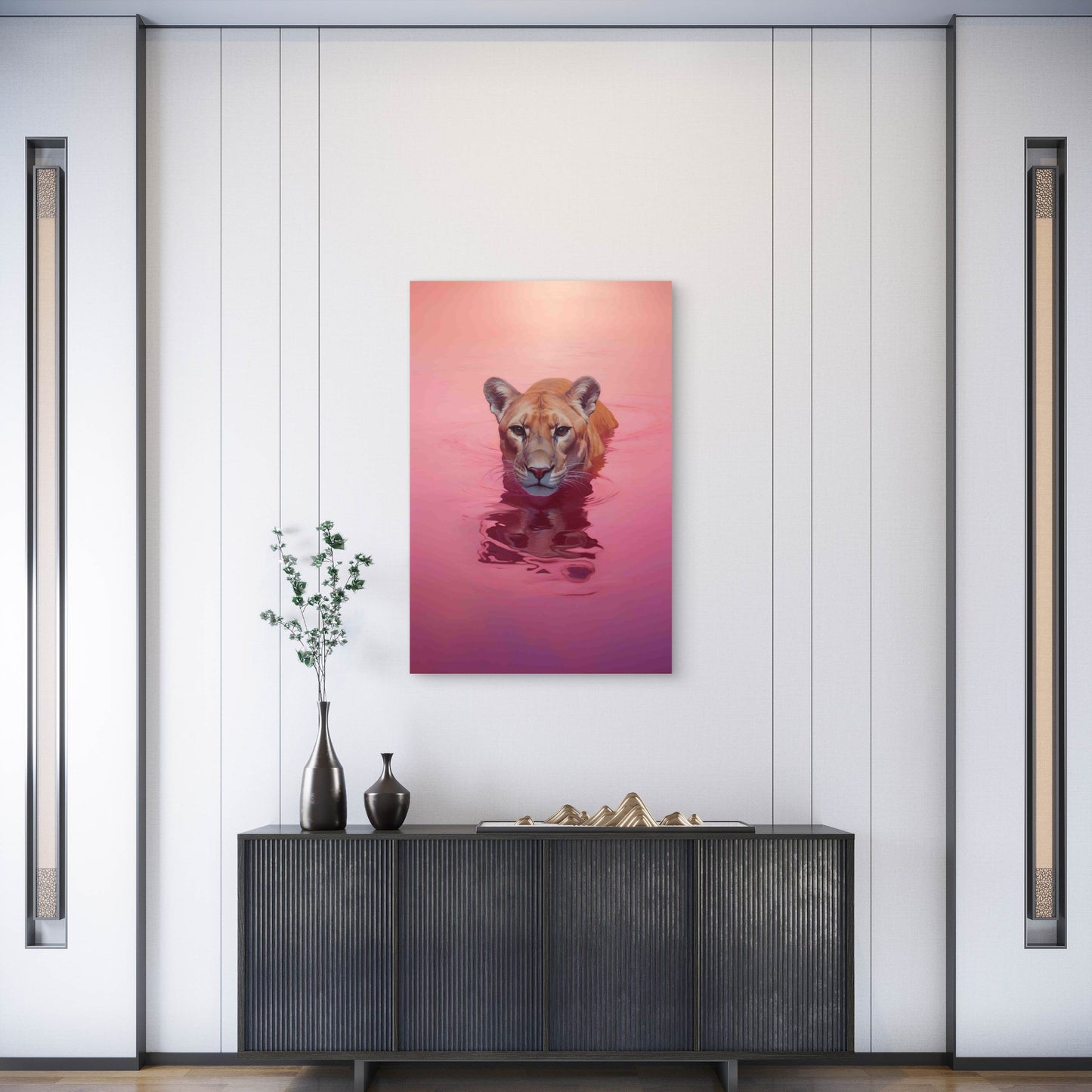 Lioness Head Background Metal Print Ready to Hang