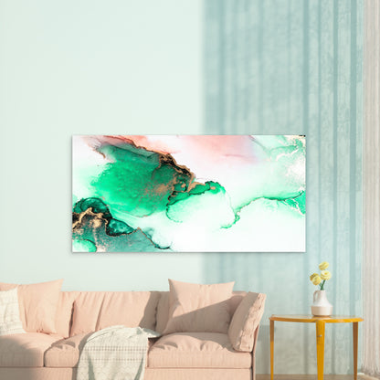 Jade Currents Golden Mist Wall Art Canvas Office Home Room Framed 120x60cm - Bella Home Decor