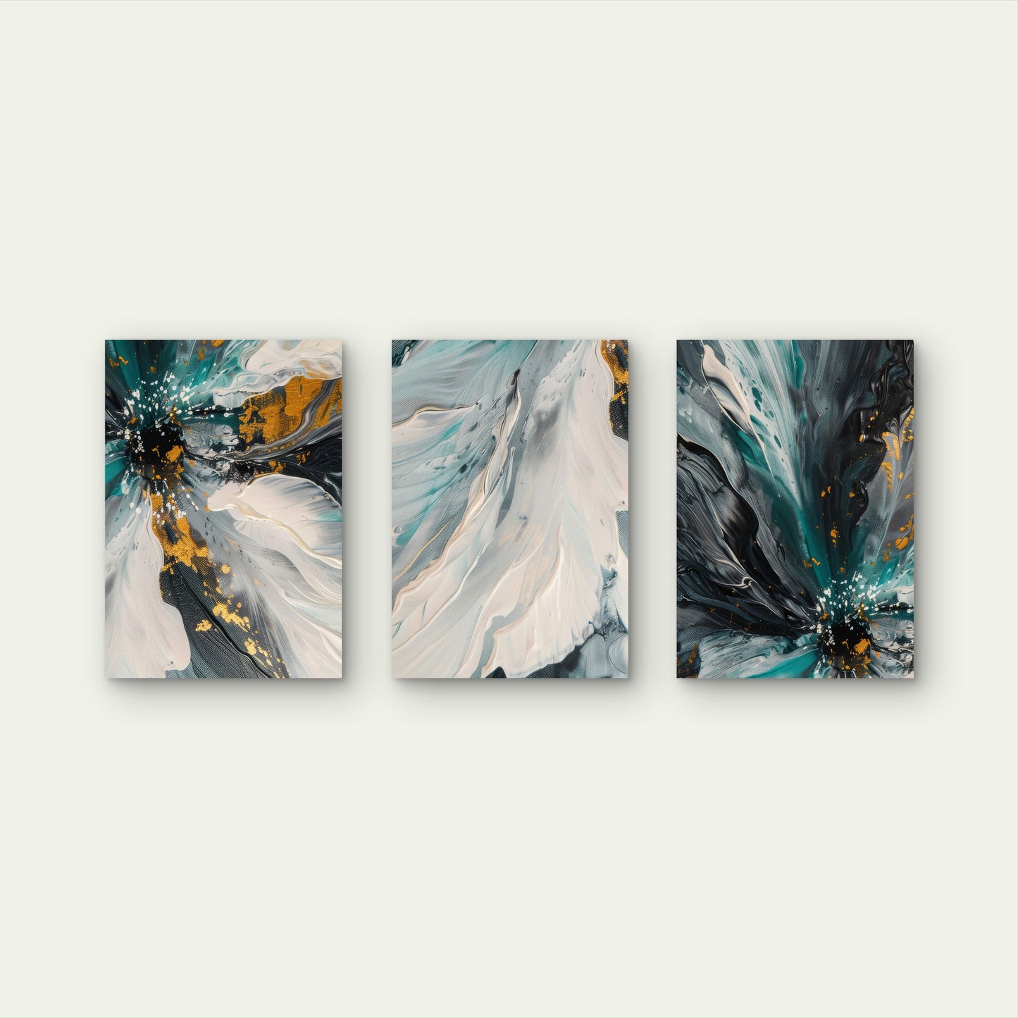 3pcs Ocean Marble Abstract Geode Flower  Wall Art Set Canvas Framed 60x90cm - High Quality Print 100% Australian Made Wall Canvas Ready to Hang