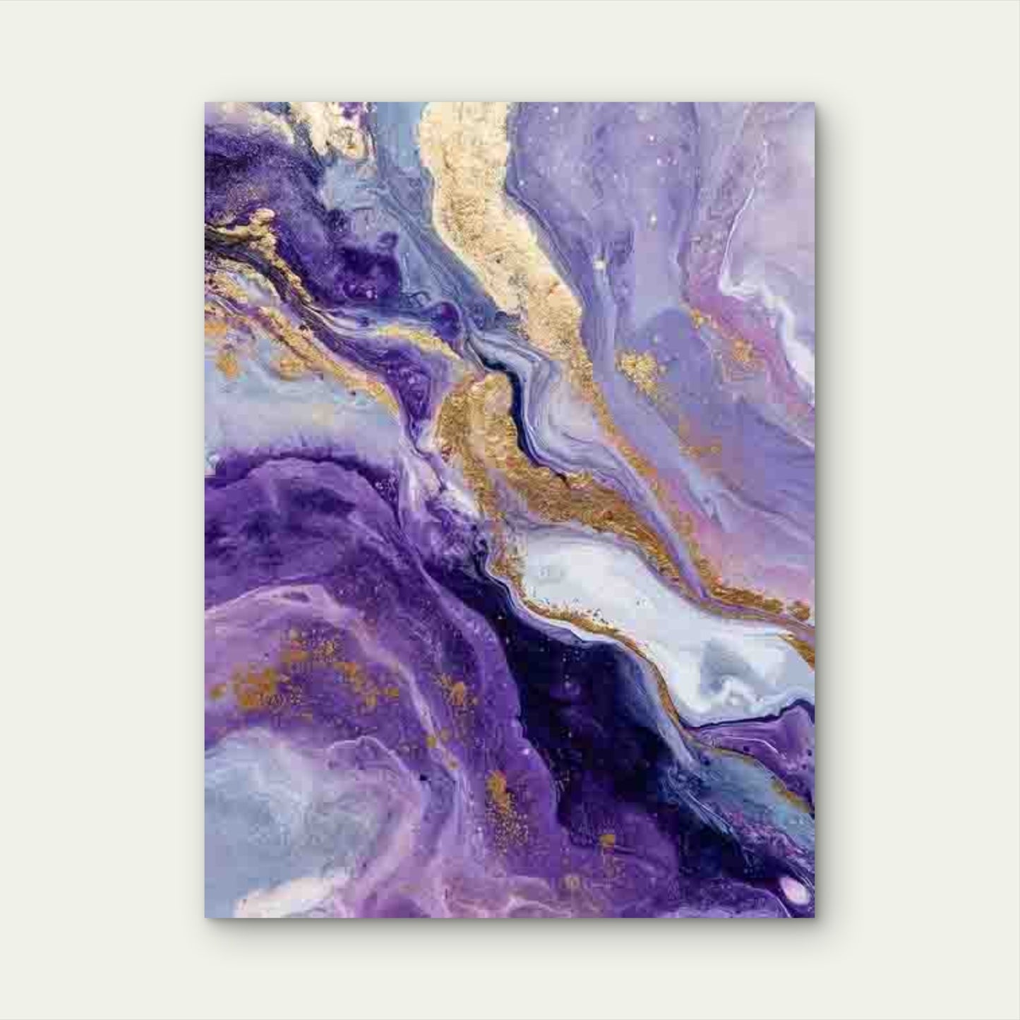Abstract Purple, Golden, Marble Metal Print Ready to Hang