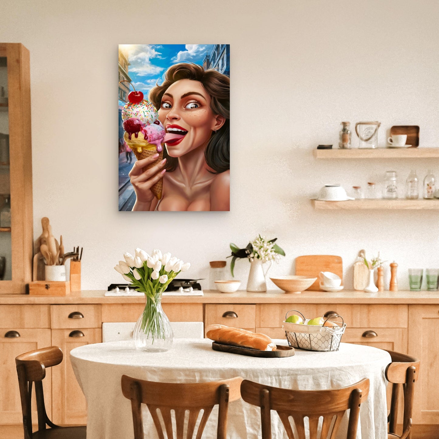 Joyful Moment with an Ice Cream 60x90cm Metal Print Ready to Hang