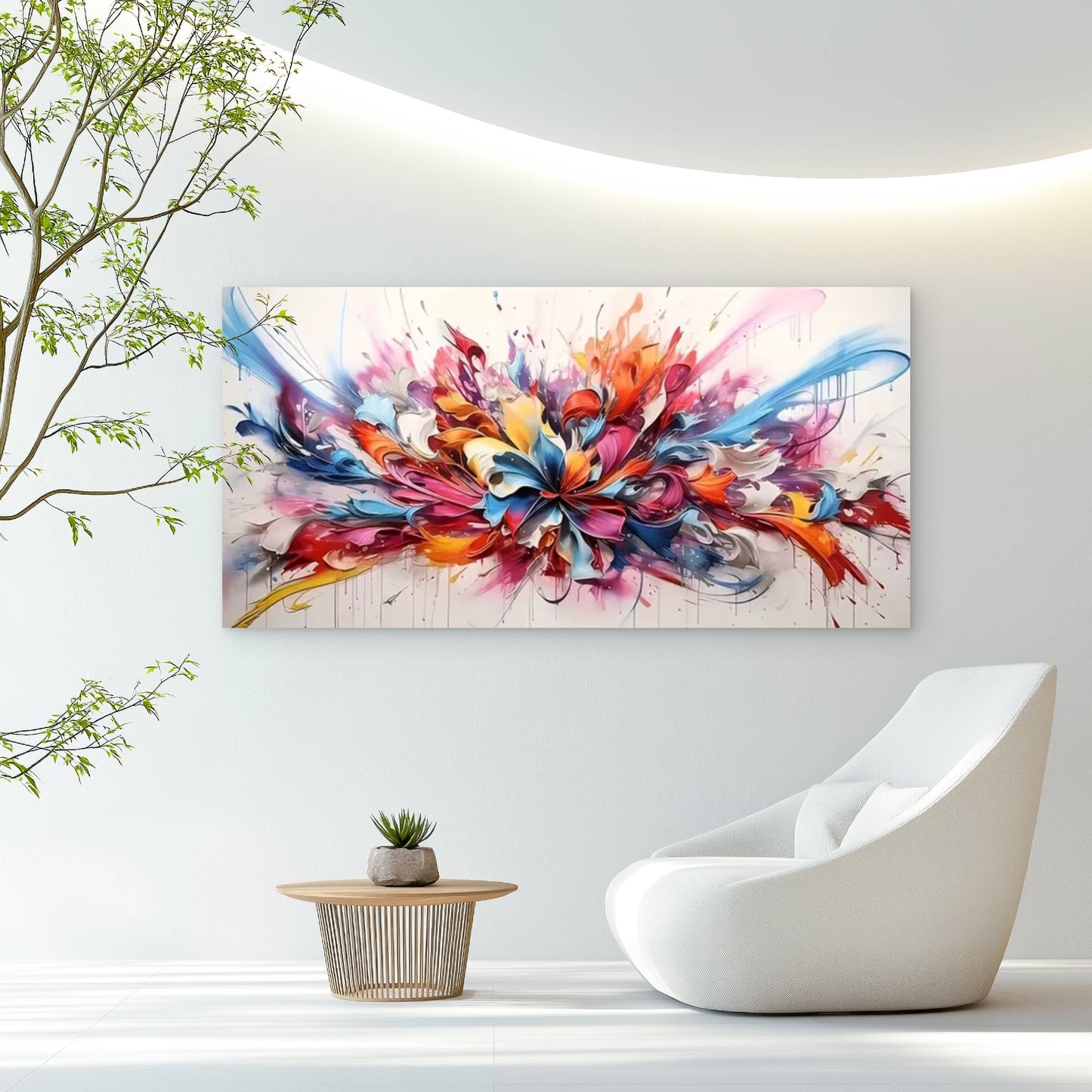 Abstract Floral Color Splash Wall Art Canvas Office Home Room Framed 120x60cm