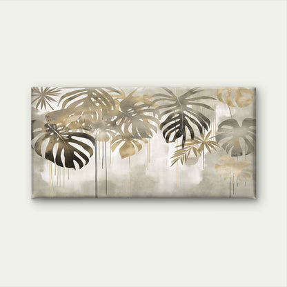 Abstract Beige Monstera Palm Leaf Wall Art Canvas Office Home Framed 120x60cm