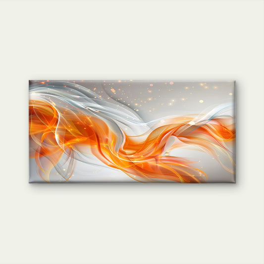 Dynamic Orange Flowing Waves Wall Art Canvas Office Home Room Framed 120x60cm
