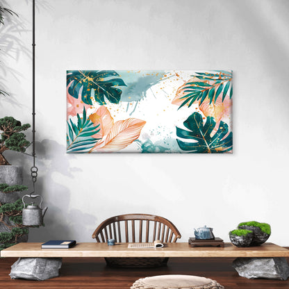 Boho Tropical Monstera Palm Leaf Wall Art Canvas Office Home Framed 120x60cm