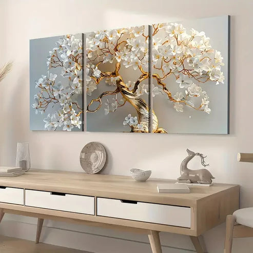 3pcs Simple Style Modern Fashion Light Luxury Trees Wall Art Set Canvas Unframed - High Quality Print 100% Australian Made Wall Canvas