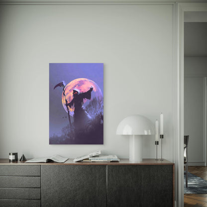 Death Scythe Standing Against Night Sky 60x90cm Metal Print Ready to Hang