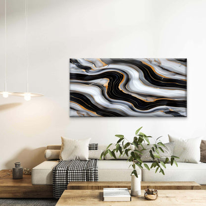 Marble Surface With Black Gold Wall Art Canvas Office Home Room Framed 120x60cm - Bella Home Decor