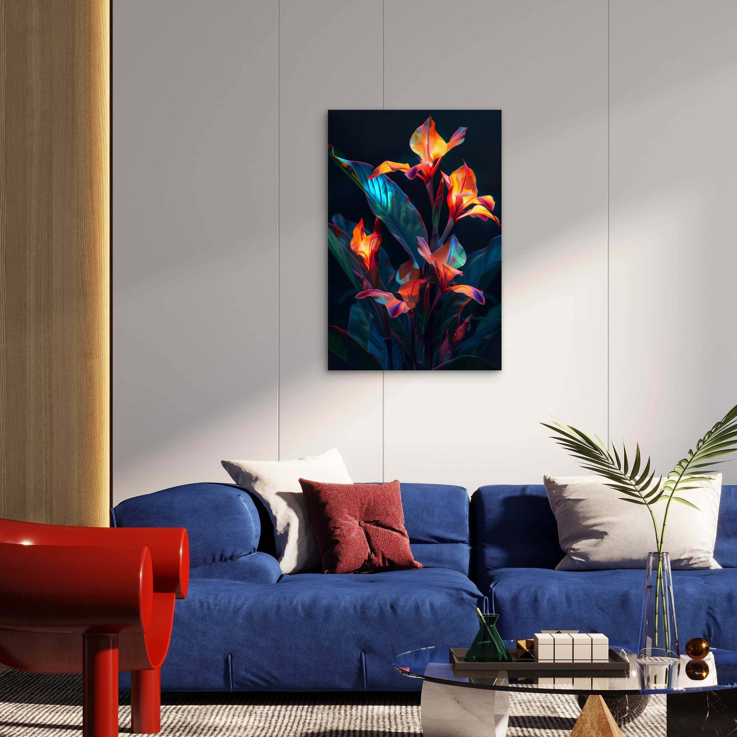 Tropical Flowers with Vibrant Glow 60x90cm Metal Print Ready to Hang