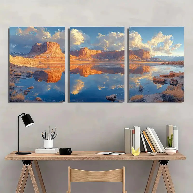 3pcs  Tranquil Landscape  Metal Print Ready to Hang Art - Bella Home Decor