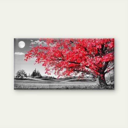 Autumn in Red Wall Art Canvas Office Home Room Framed 120x60cm - Bella Home Decor