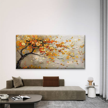 Autumn Tree with Golden & OrangeWall Art Canvas Office Home Room Framed 120x60cm