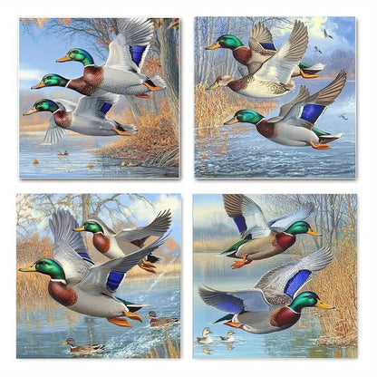 4pcsDuckCouple Farm Wildlife Animal Wall Art Canvas Framed