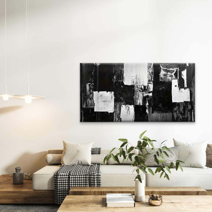 Abstract Black And White Wall Art Canvas Office Home Room Framed 120x60cm - Bella Home Decor