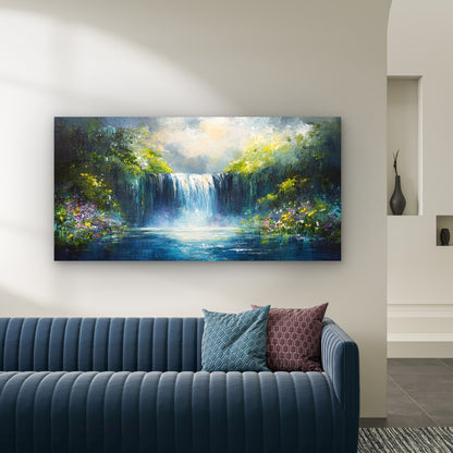 Waterfall Painting Nature Scene Wall Art Canvas Office Home Room Framed 120x60cm - Bella Home Decor