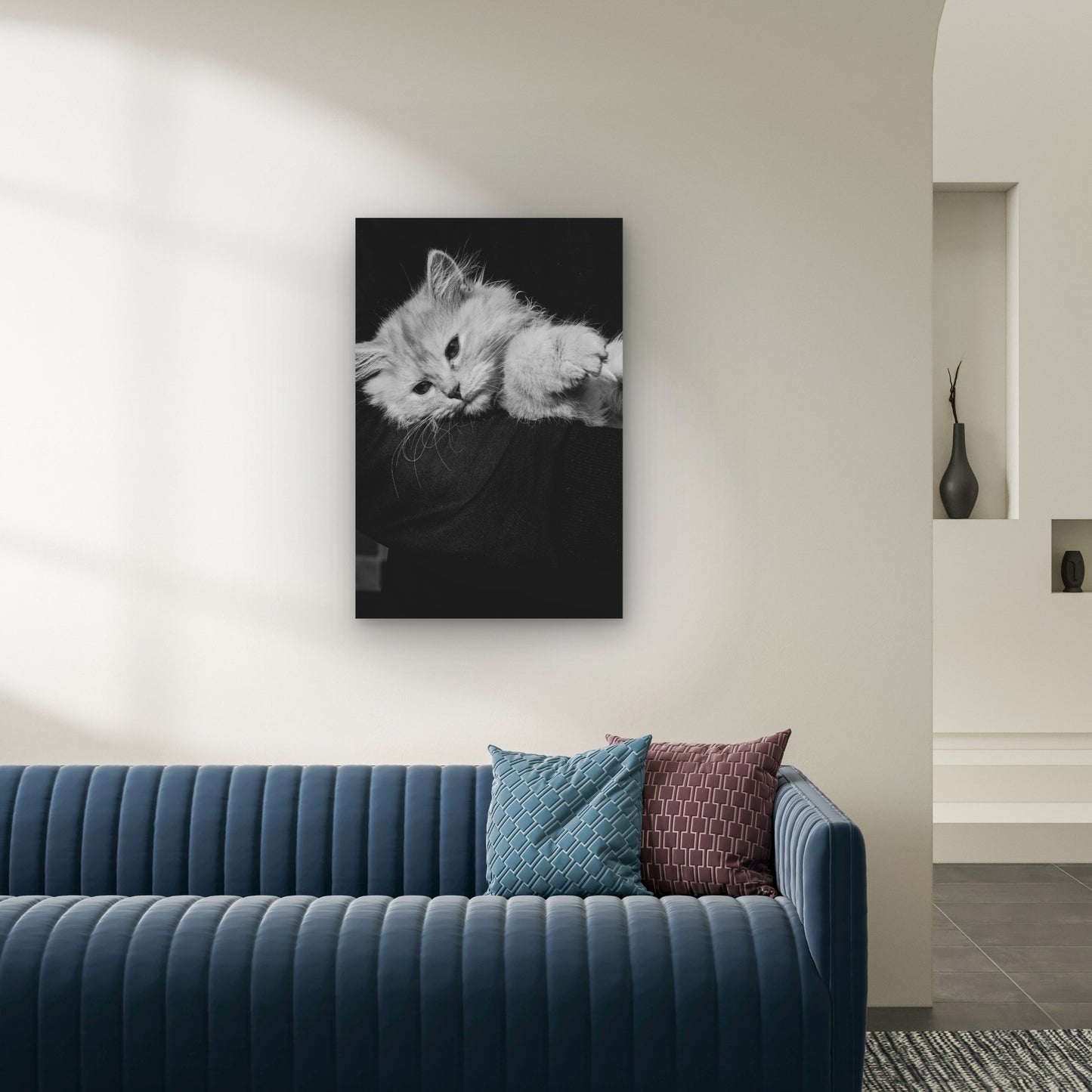 Persian Cat Resting on Dark Surface 40x60cm Metal Print Ready to Hang