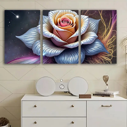 3pcs Cosmic Rose Starry Night Wall Art Set Canvas Framed 40x60cm - High Quality Print 100% Australian Made Wall Canvas Ready to Hang - Bella Home Decor