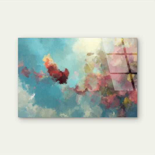 Light Blue Cloud Abstract Impressionist Acrylic Glass Printing Wall Art Australian Made Quality