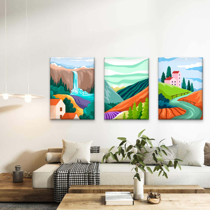 3pcs Nature Landscape Waterfall Mountain  Wall Art Set Canvas Framed 40x60cm - High Quality Print 100% Australian Made Wall Canvas Ready to Hang