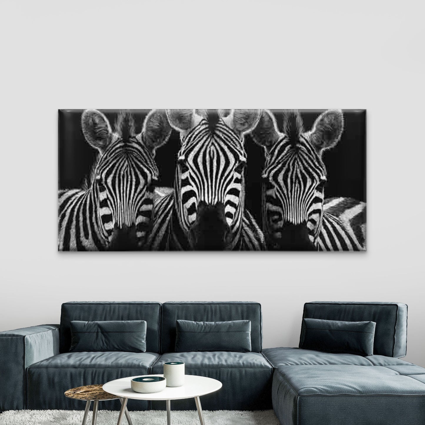 Monochrome Stripes Zebra Wall Art Canvas Office Home Room Framed 120x60cm