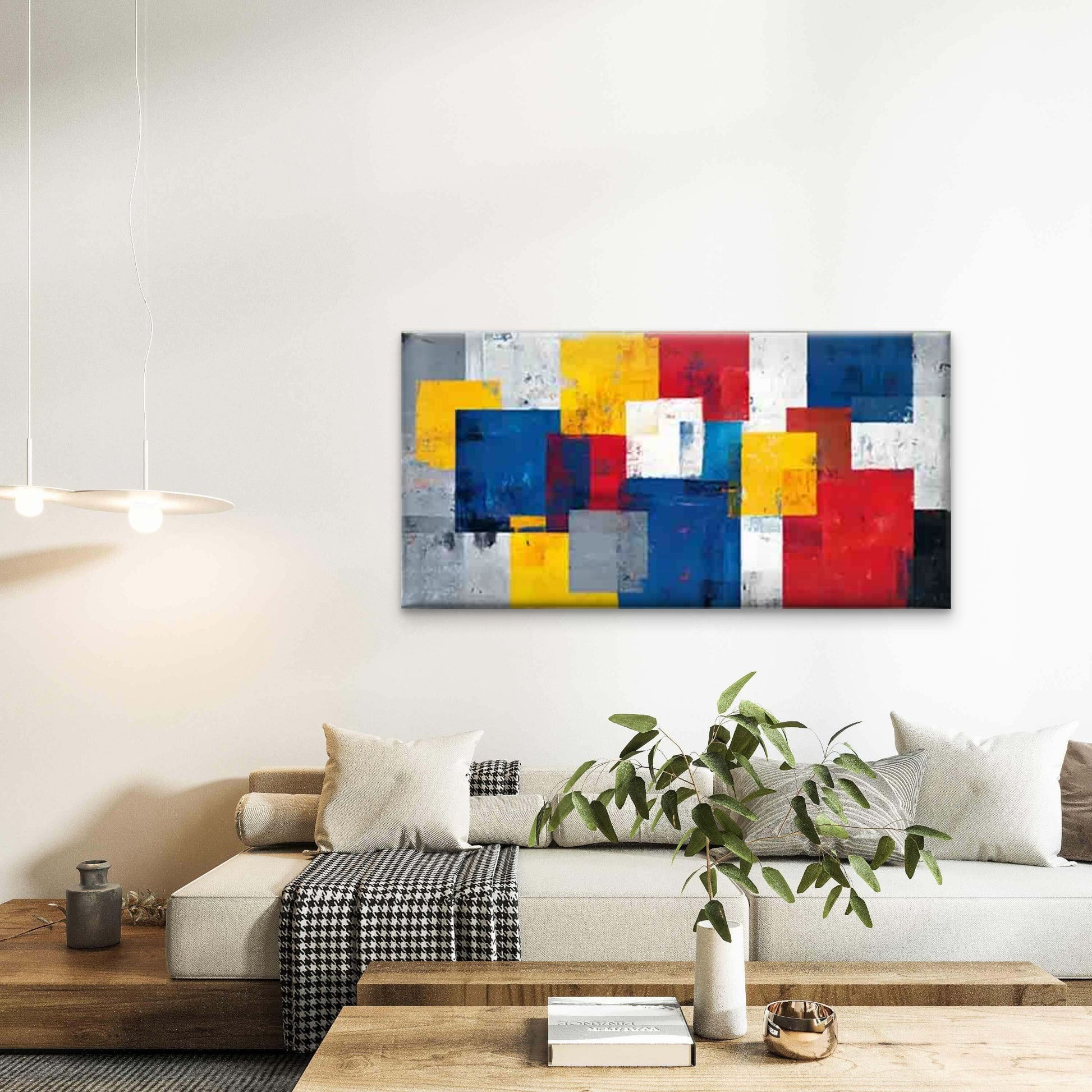 Colorful Geometric Abstract Wall Art Canvas Office Home Room Framed 120x60cm - Bella Home Decor