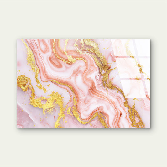 Abstract Pink Marble Gold Acrylic Glass Printing Wall Art Australian Made Quality