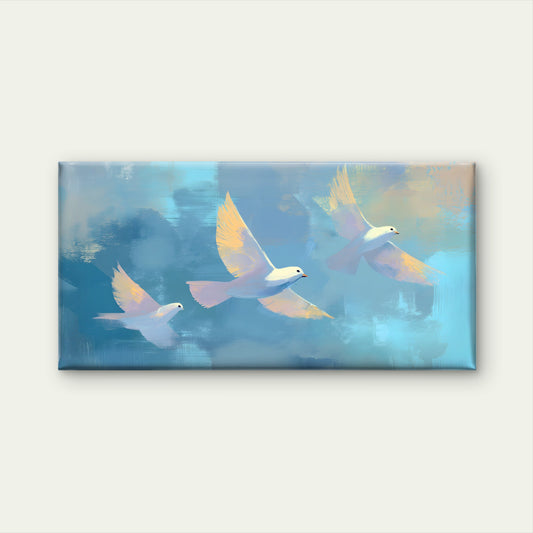Three Doves Golden Wings Wall Art Canvas Office Home Room Framed 120x60cm