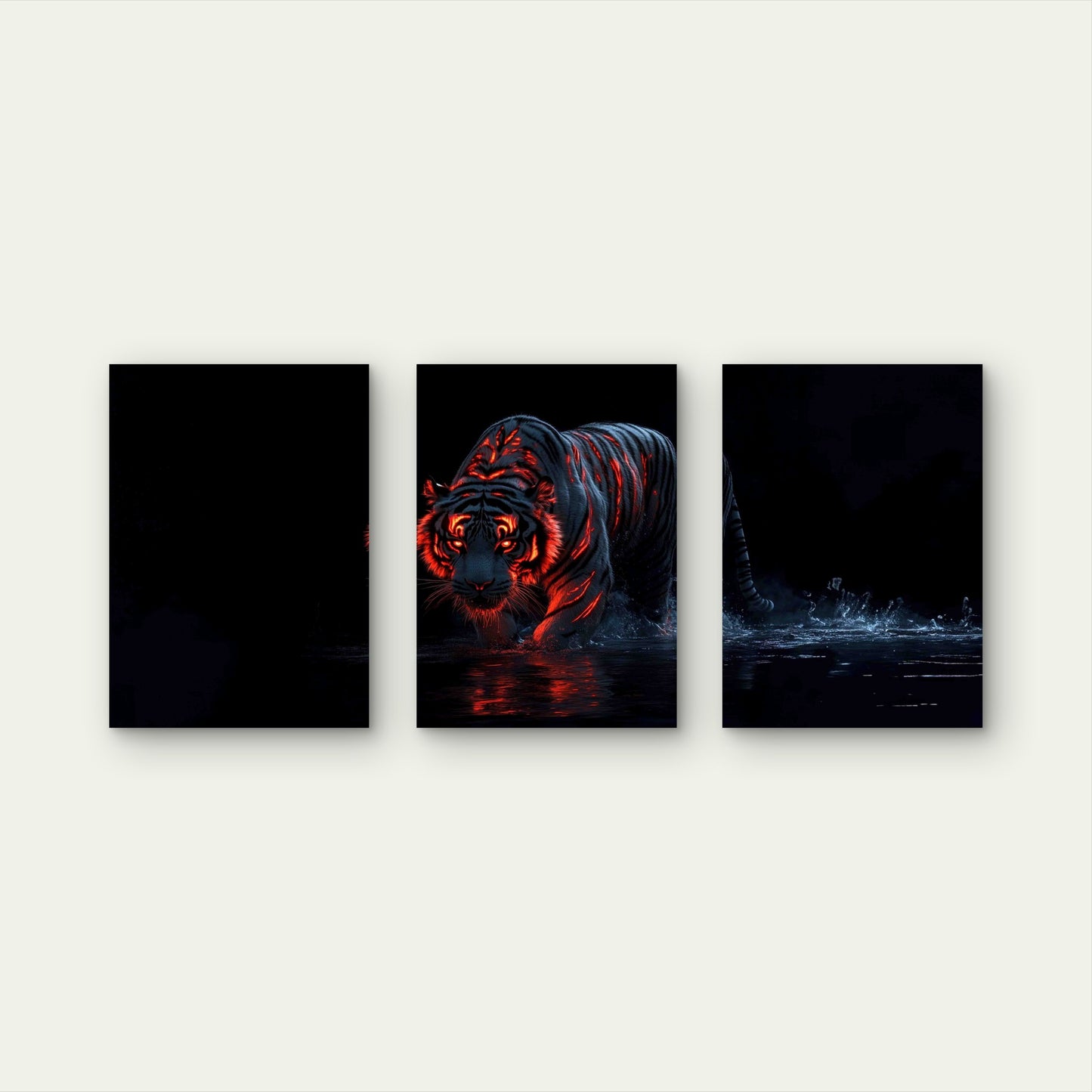 3pcs Luminescent Magma Apex Predator Metal Print Ready to Hang Art