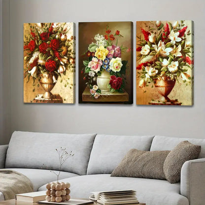 3pcs Floral Arrangement Plant Design Wall Art Set Canvas Framed 40x60cm - High Quality Print 100% Australian Made Wall Canvas Ready to Hang