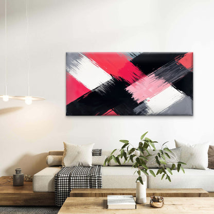 Bold Pink Black White Abstract Wall Art Canvas Office Home Room Framed 120x60cm - Bella Home Decor