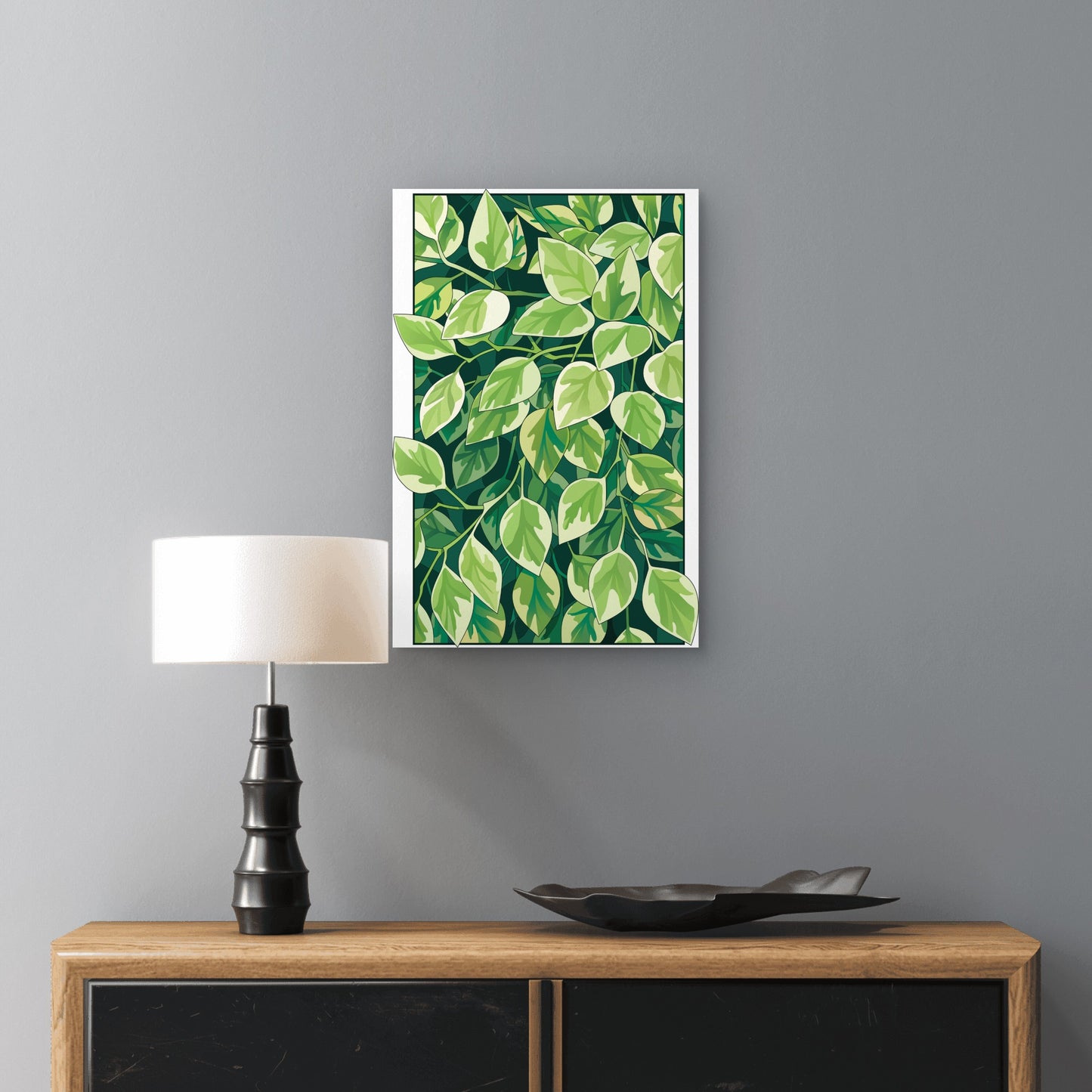 Illustration of a Variegated Plant 40x60cm Metal Print Ready to Hang