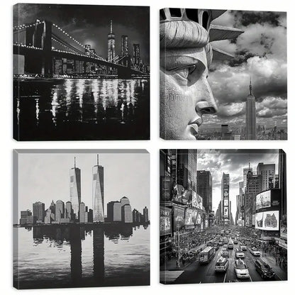 4pcs  Farmhouse Floral Landscape  Wall Art Canvas Framed