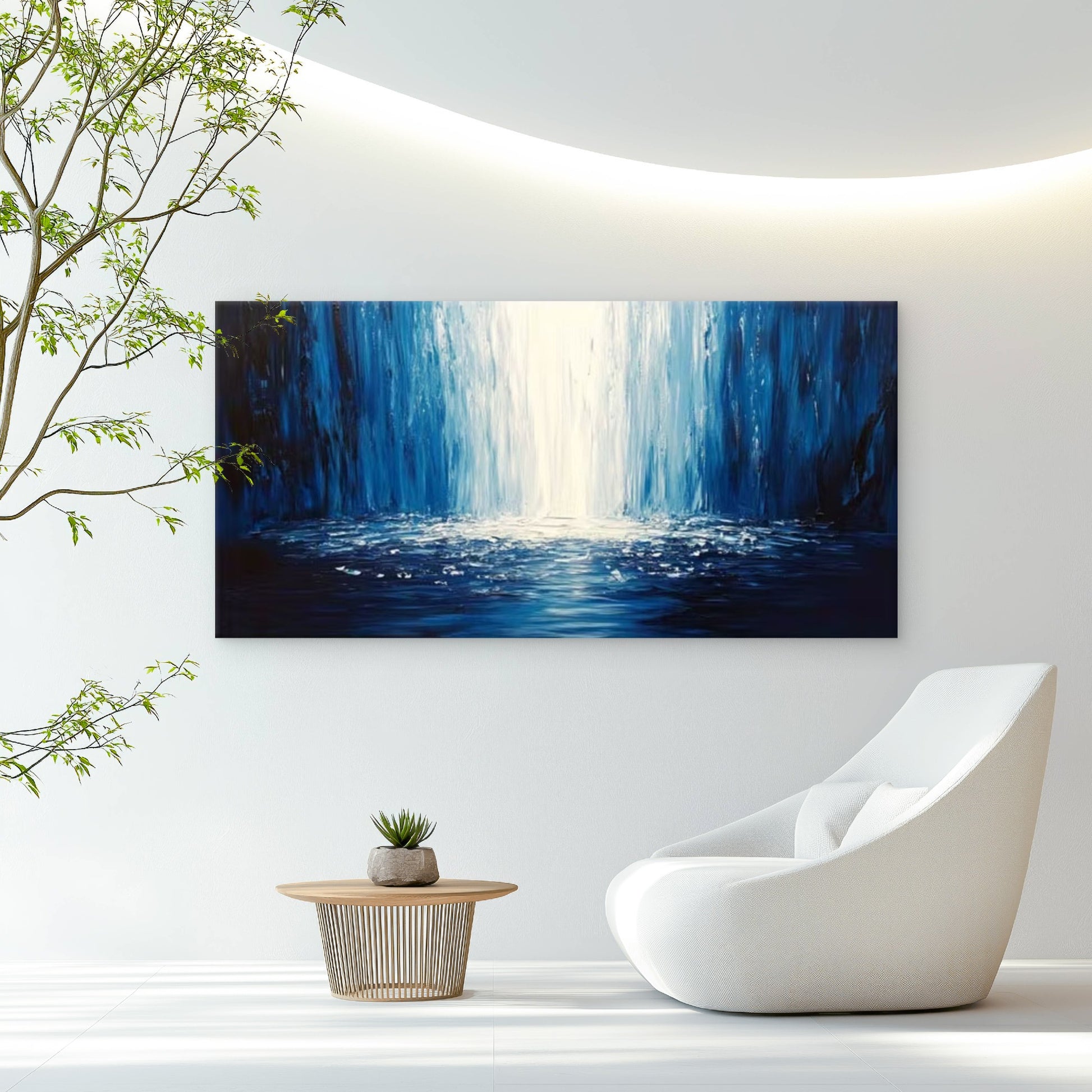 Blue Tones Abstract Perfect Wall Art Canvas Office Home Room Framed 120x60cm - Bella Home Decor